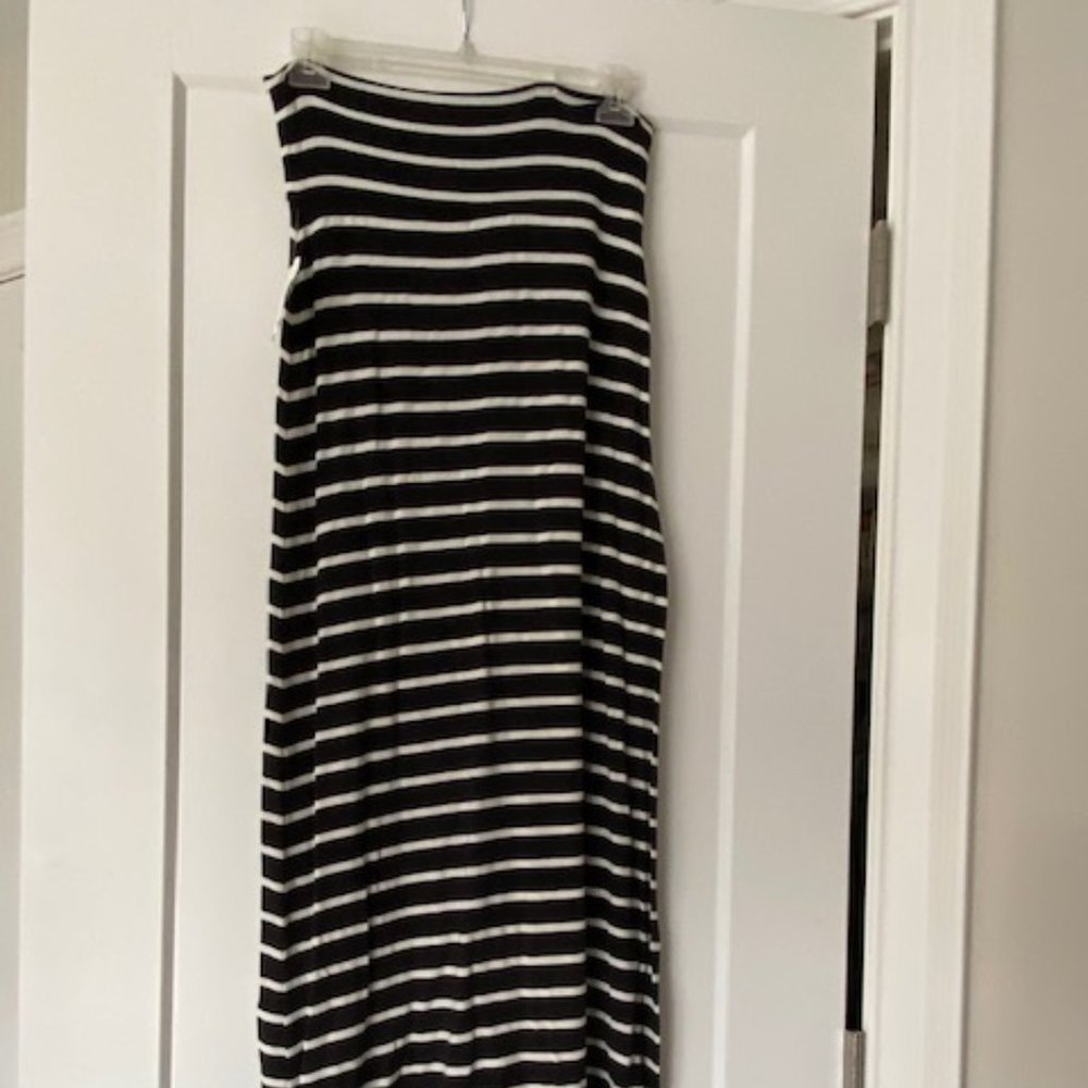 Striped cotton floor length skirt